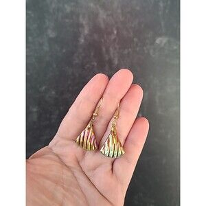 Multicolor Crystal Dangling Pierced Earrings Vintage Costume Jewelry READ